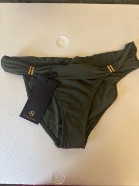 VIX Tory Burch Olive Bikini Bottom with Gold Accents